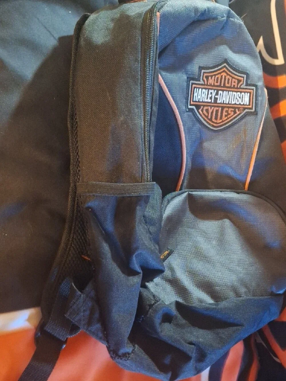 Harley-Davidson Black with Orange Trim Men's Backpack
